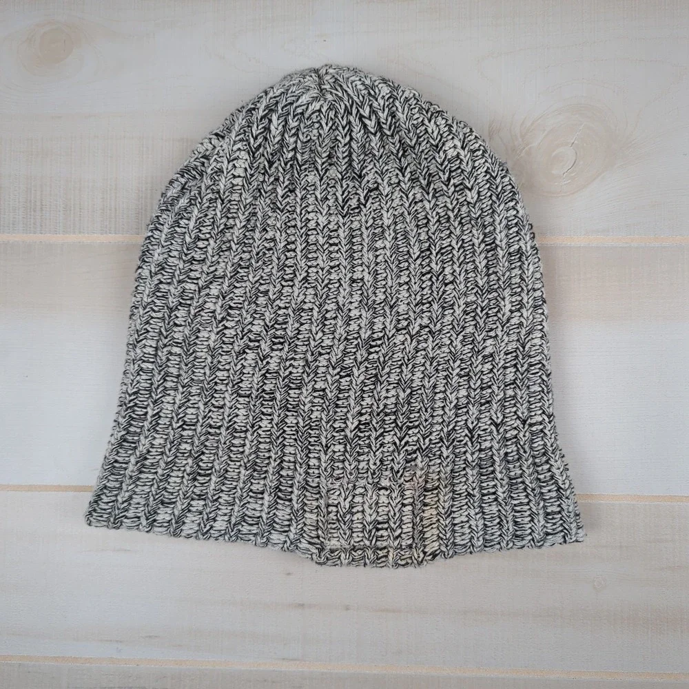 Love Your Melon Black and Off-White‎ Knit Speckled Cuffed Beanie